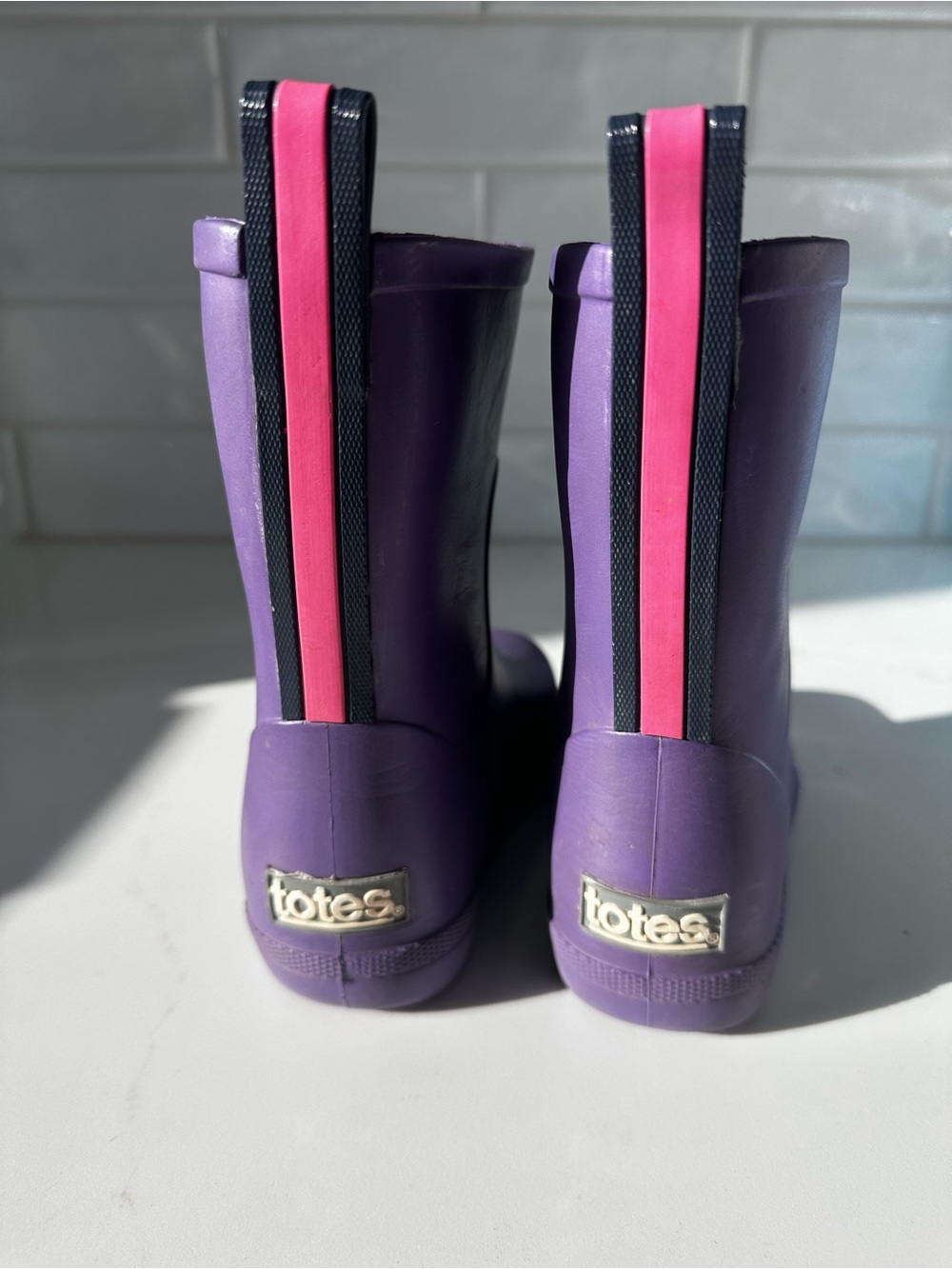 Totes Lightweight Kids Rain Boots Purple Waterproof
